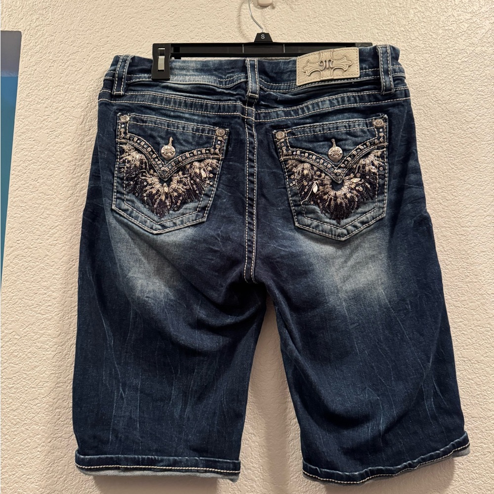 Miss Me Dark Blue Embellished Denim Jean Shorts